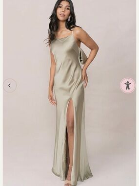 Revelry Steph Satin Dress - Silver Sage